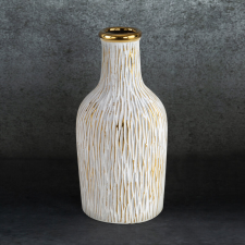  Anisa kerámia váza Fehér/arany 11x11x23 cm dekoráció