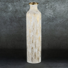  Anisa kerámia váza Fehér/arany 12x12x50 cm dekoráció