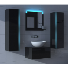 Anrallogin Venezia Alius A1 fürdőszobabútor szett + mosdókagyló + szifon (fényes fekete) fürdőszoba bútor