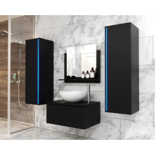Anrallogin Venezia Alius A1 fürdőszobabútor szett + mosdókagyló + szifon (matt fekete) fürdőszoba bútor