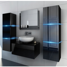 Anrallogin Venezia Alius A3 fürdőszobabútor szett + mosdókagyló + szifon (fényes fekete) fürdőszoba bútor