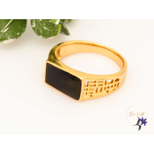  Antiallergén fekete köves pecsétgyűrű -18K gyűrű