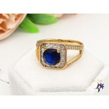  Antiallergén kék központi köves gyűrű-18K gyűrű