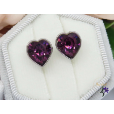  Antiallergén lila kristályköves fülbevaló-rodium fülbevaló