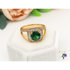  Antiallergén zöld központi köves gyűrű-18K gyűrű