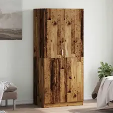  Antik fa színű szerelt fa ruhásszekrény 90x52x200 cm bútor