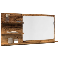  Antik fa színű szerelt fa tükrös fürdőszobaszekrény 90x11x45 cm fürdőszoba bútor