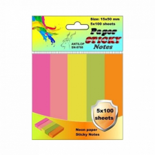 ANTILOP Jelölőcímke 15x50mm, 5x100lap papír, neon színek Antilop post-it