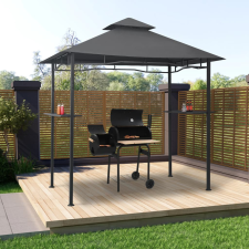 Antracitszürke acél grillpavilon 240 x 150 x 255 cm kerti bútor