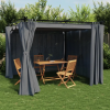 antracitszürke acél pavilon függönyökkel 3 x 3 m