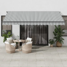  antracitszürke és fehér kézzel kihúzható napellenző 450x350 cm kerti bútor