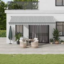  antracitszürke-fehér LED-es kézi napellenző 500 x 300 cm kerti bútor