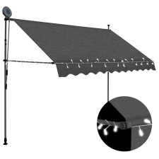 Antracitszürke kézzel kihúzható LED-es napellenző 300 cm kerti bútor