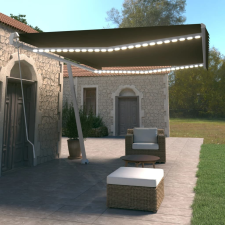  Antracitszürke kézzel kihúzható LED-es napellenző 500x350 cm kerti bútor