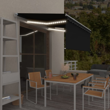  Antracitszürke kihúzható LED-es napellenző redőnnyel 3,5x2,5 m kerti bútor