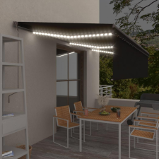 antracitszürke redőnyös, LED-es, szélérzékelős napellenző 6x3 m kerti bútor