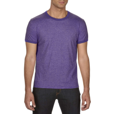 ANVIL AN988 rövid ujjú férfi póló kontrasztos szegélyekkel Anvil, Heather Purple/Purple-M férfi póló