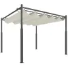 AOSOM pergola, 3 x 3 m, kihúzható tetővel és mágneses alátéttel, kültéri ponyva, kerti pavilon, UPF30+, fém, krémfehér