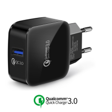  AP.0180P.002 Qualcomm Quick Charger 3.0 USB tablet és telefon gyors töltő hálózati tápegység 220V fast charger - fekete 5V 2.5A/ 9V 2.5A/ 12V 2A egyéb notebook hálózati töltő