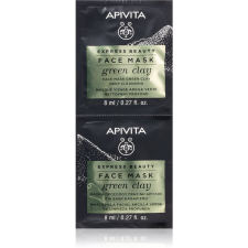 Apivita Express Beauty Green Clay tisztító és kisimító arcmaszk zöld agyaggal 2 x 8 ml arcpakolás, arcmaszk