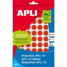 APLI 10 mm kör, kézzel írható etikett, piros 1008 darab (LCA2732) (LCA2732) információs címke