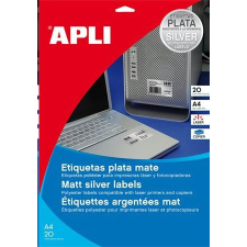 APLI 210x297 mm etikett, poliészter, időjárásálló, ezüst 20 darab (LCA10071) etikett