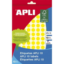 APLI Etikett, 10 mm kör, kézzel írható, színes, APLI, sárga, 1008 etikett/csomag etikett