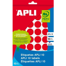 APLI Etikett, 16 mm kör, kézzel írható, színes, APLI, piros, 432 etikett/csomag etikett