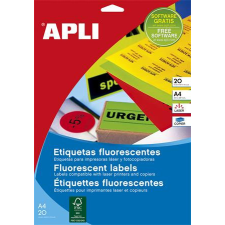 APLI Etikett 64x33,9mm színes kerekített sarkú 20ív APLI neon piros etikett