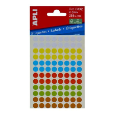 APLI Etikett, 8 mm, kör, kézzel írható, színes, APLI, vegyes színek, 288 etikett/csomag etikett