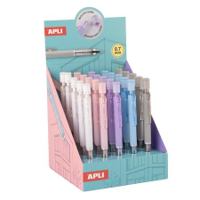 APLI Nyomósirón display, 0,7 mm, hegyezővel, rázós, APLI, vegyes színekben, 25 db nyomósirón, rotring