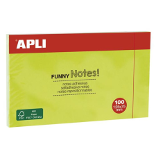 APLI Öntapadó jegyzettömb, 125x75 mm, 100 lap, APLI "Funny", zöld post-it