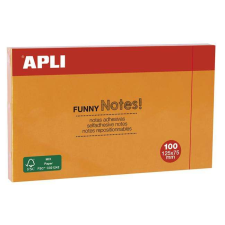 APLI Öntapadó jegyzettömb, 125x75 mm, 100 lap, APLI "Funny", narancssárga jegyzettömb