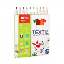 APLI Textilmarker, 2,9 mm, APLI "Kids Textil", 10 különböző szín filctoll, marker