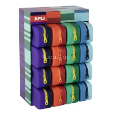 APLI Tolltartó, display, cipzáras, szilikon, kétszínű, APLI "Vibrant", vegyes színek tolltartó