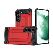 Apple Defender műanyag telefonvédő (ütésállóság, légpárnás sarok, szilikon belső, fémhatás) PIROS tok és táska