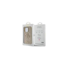 Apple Guess Glitter Script Big 4G Apple iPhone 15 Pro hátlap tok, arany tok és táska