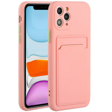 Apple iPhone 11 Pro Max, Szilikon tok, kártyatartóval, Wooze Card Slot, rózsaszín tok és táska