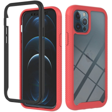  Apple iPhone 12 Pro Max, Szilikon hátlap és műanyag előlapi tok, elő- és hátlapi üveggel, közepsen ütésálló, Wooze Power Case, fekete/piros (114122) tok és táska