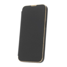 Apple iPhone 14 Plus, Oldalra nyíló flip tok, Smart Gold Frame MagSafe, fekete tok és táska