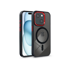  Apple iPhone 15 Plus szilikon hátlap - Edge Mag Cover - fekete/piros/átlátszó tok és táska