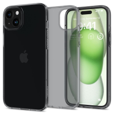  Apple iPhone 15 Plus, Szilikon tok, Spigen Crystal Flex, átlátszó/sötétszürke tok és táska
