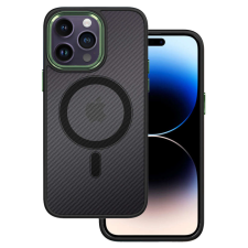 Apple iPhone 15 Pro Max tok, Magnetic Carbon fekete-zöld (Magsafe kompatibilis) tok és táska