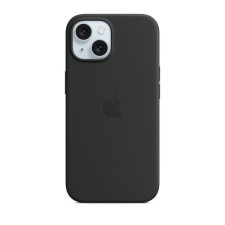Apple iPhone 15, Szilikon tok, Magsafe kompatibilis, fekete, gyári tok és táska