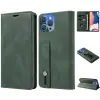  Apple iPhone 16 Pro, Oldalra nyíló tok, stand, kártyatartóval, kézpánttal, Wooze Business Plus, sötétzöld