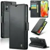  Apple iPhone 16 Pro, Oldalra nyíló tok, stand, kártyatartóval, RFID technológiával, Wooze CaseME, fekete