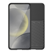  Apple iPhone 16e, Szilikon tok, közepesen ütésálló, domború csíkos minta, fekete tok és táska