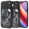  Apple iPhone 17 Pro Max, Műanyag hátlap védőtok + szilikon keret, Magsafe töltővel kompatibilis, iPhone belső minta, Spigen Ultra Hybrid Zero One Mag, átlátszó/füst