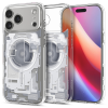 Apple iPhone 17 Pro, Műanyag hátlap védőtok + szilikon keret, Magsafe töltővel kompatibilis, iPhone belső minta, Spigen Ultra Hybrid Zero One Mag, átlátszó/fehér