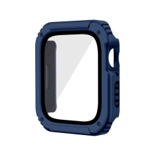 Apple Műanyag keret (ütésálló + kijelzővédő üveg) SÖTÉTKÉK Apple Watch Series 3 42mm okosóra kellék
